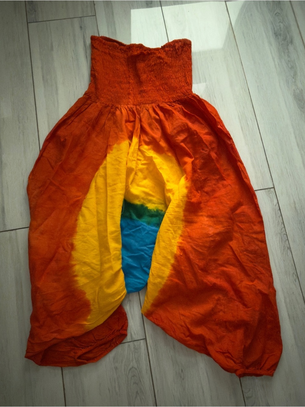 Kids Tie-Dye Harem Pants - Orange, Yellow, Blue